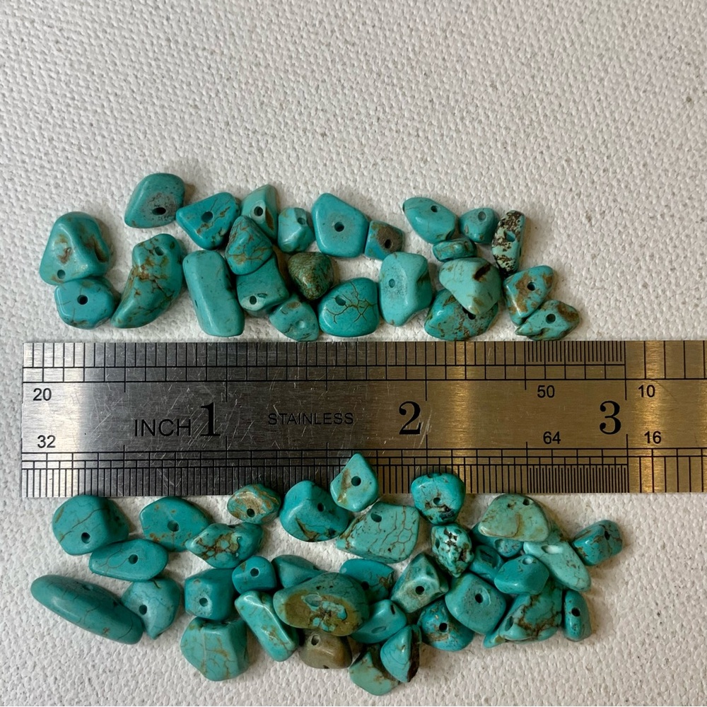 Natural Turquoise Chip Nugget Bead Lot 16g 5mm-25mm Mixed Matrix Teal Drilled - Picture 7 of 11